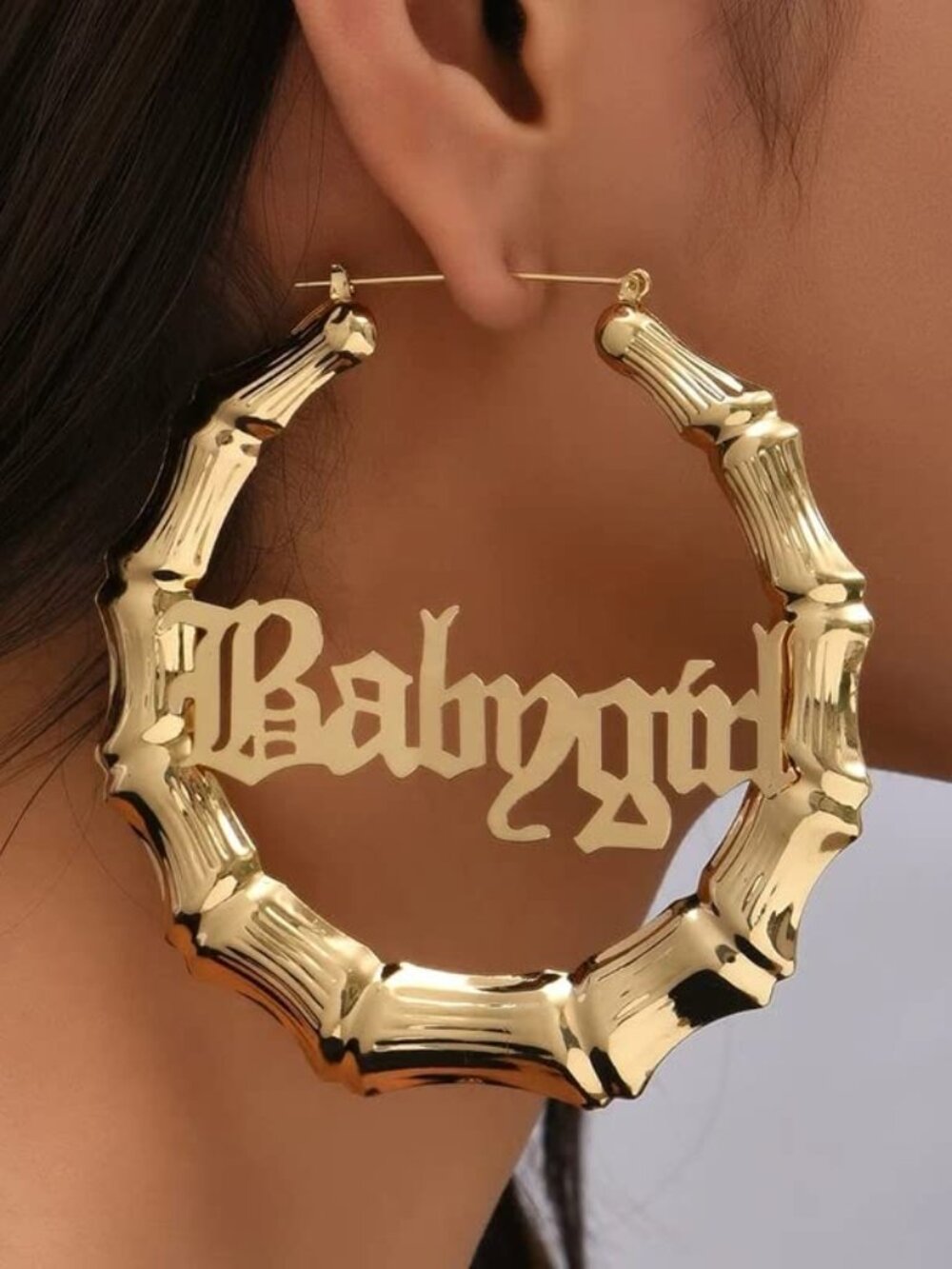 New - Big Bamboo Hoop Earrings‎ for Women Chunky Large Hoops Earrings 80s 90s